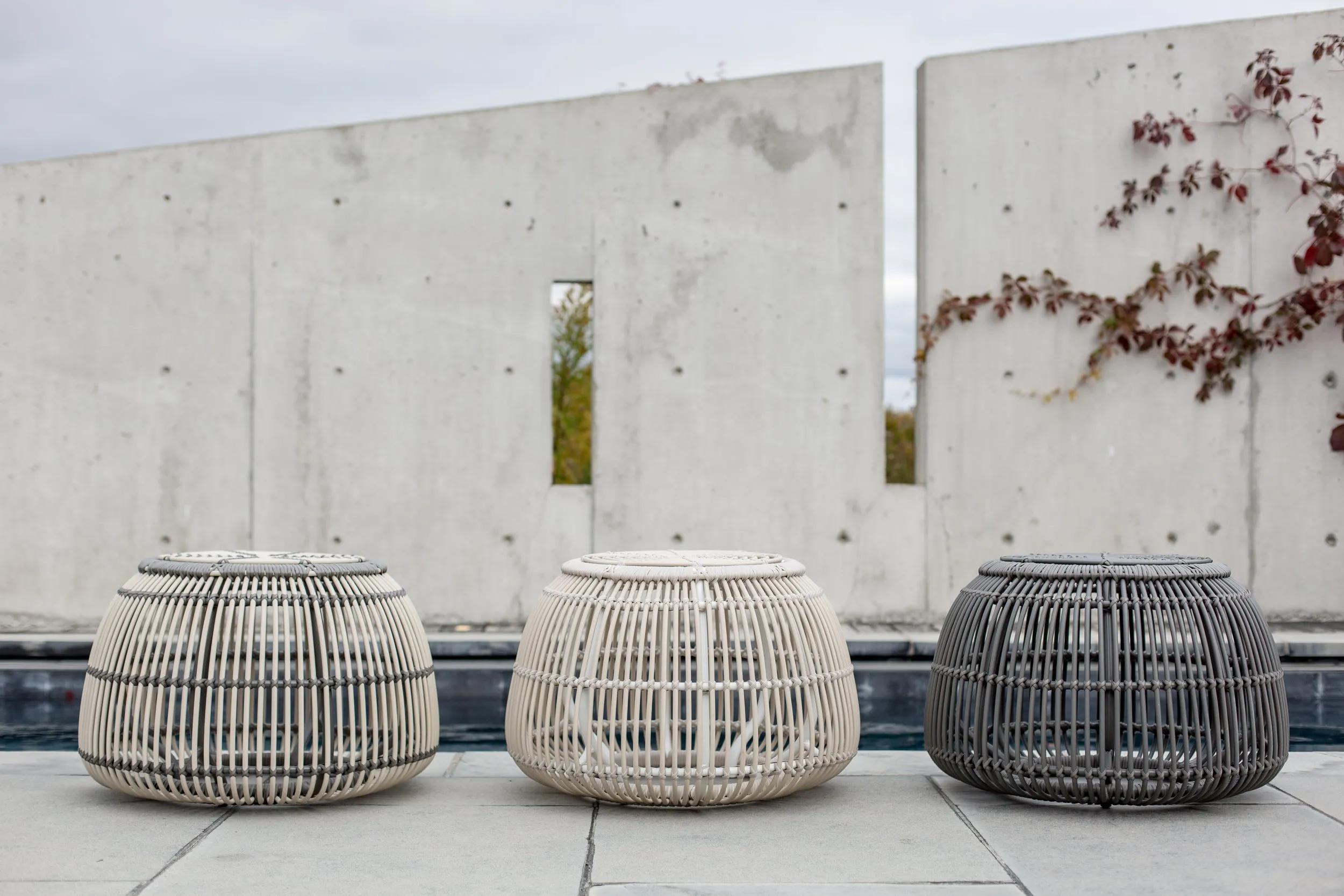 Pouffe Side Table - Grey on Dove