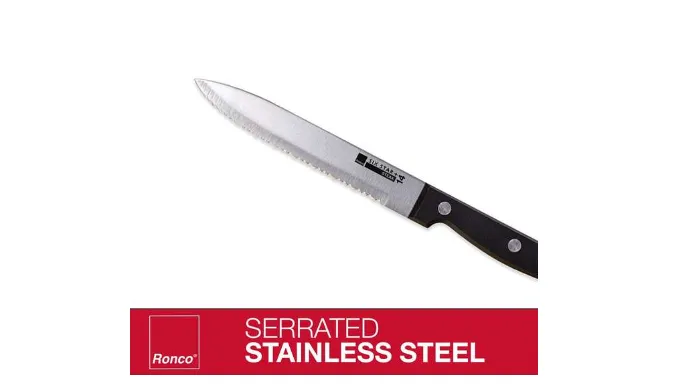 PRICE DROP: Ronco 4 Piece Steak Knife Set,Stainless-Steel Serrated Blades, Full-Tang Knives