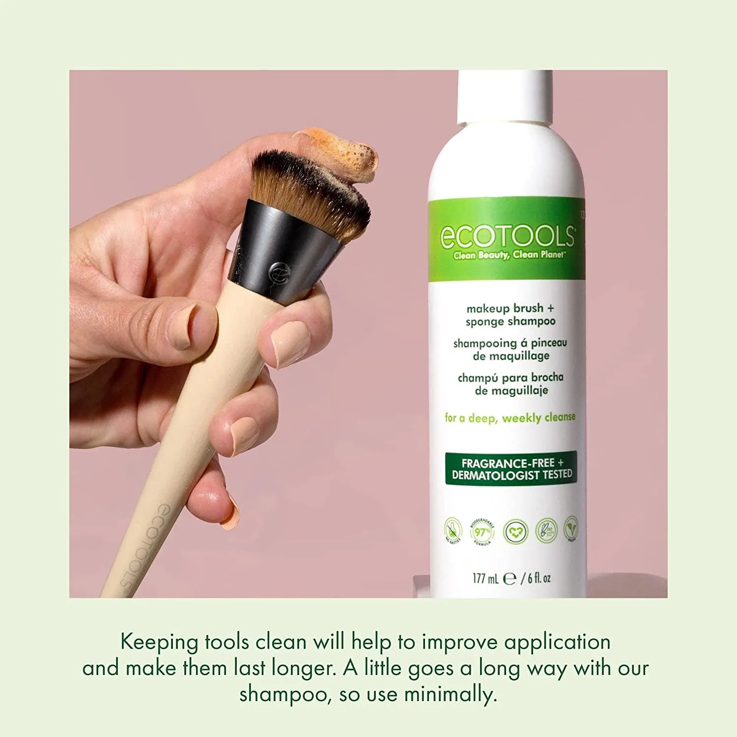 Professional Makeup Cleaner for Makeup Brushes, Fragrance Free, Hypoallergenic, Paraben Free