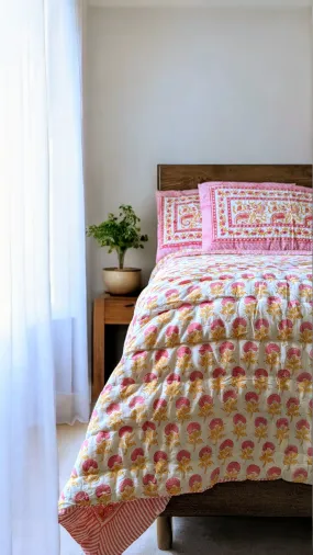 Reversible Serene Comforter - Pink Orange