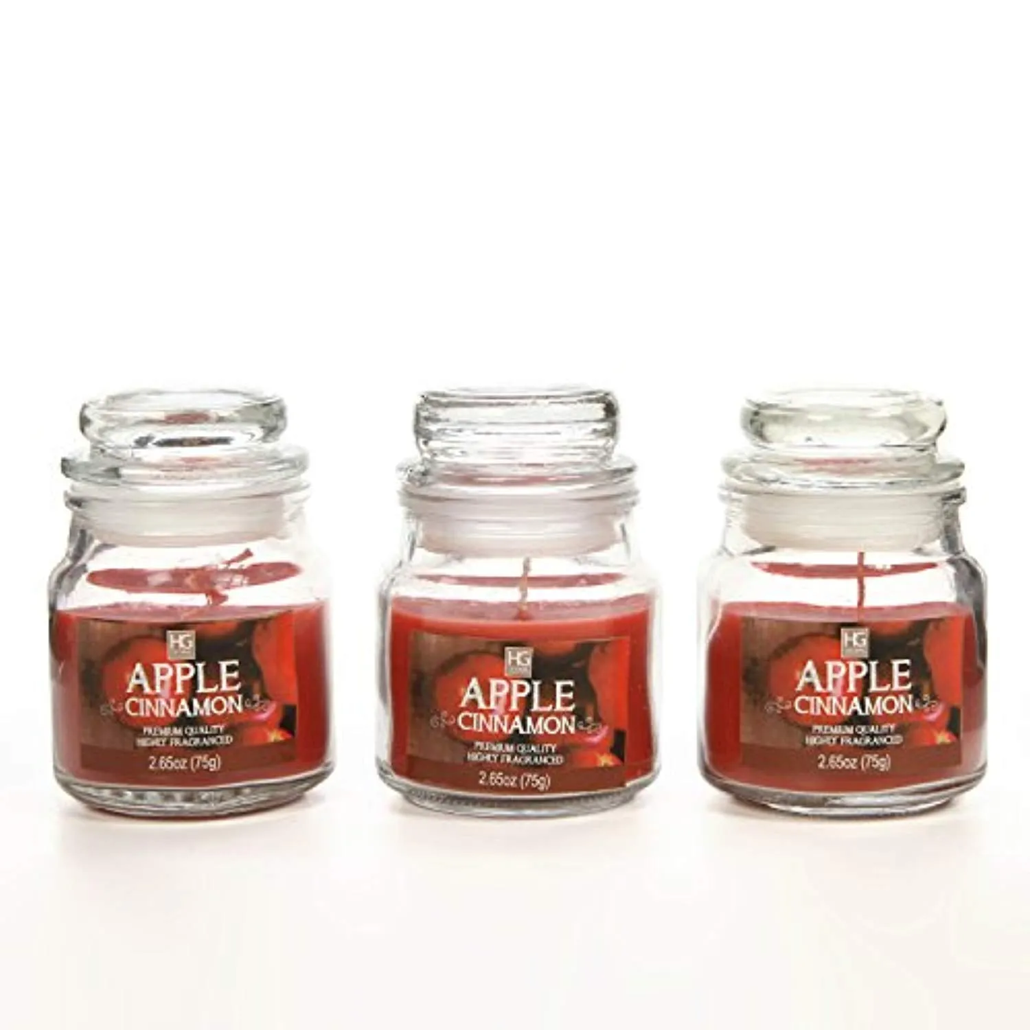 Set of 3 Apple Cinnamon Highly Scented, 2.65 Oz Wax, Jar Candle.