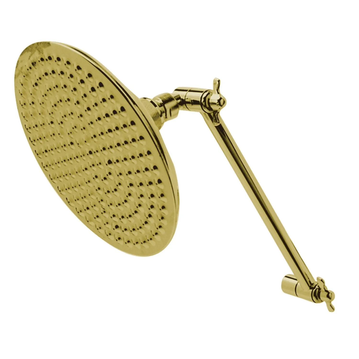 Shower Scape 7-3/4-Inch Round Raindrop Brass Shower Head with 10-Inch High-Low Adjustable Shower Arm