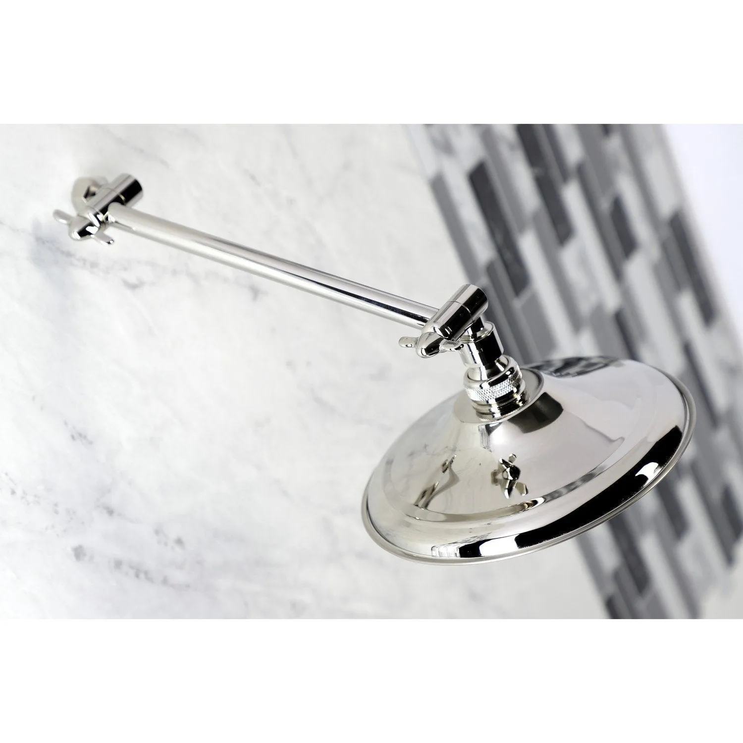 Shower Scape 7-3/4-Inch Round Raindrop Brass Shower Head with 10-Inch High-Low Adjustable Shower Arm