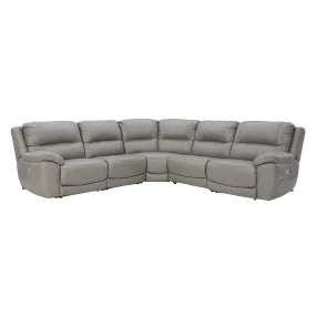 Signature Design by Ashley Dunleith Power Reclining Leather Match 5 pc Sectional U7160558/U7160546/U7160577/U7160546/U7160562