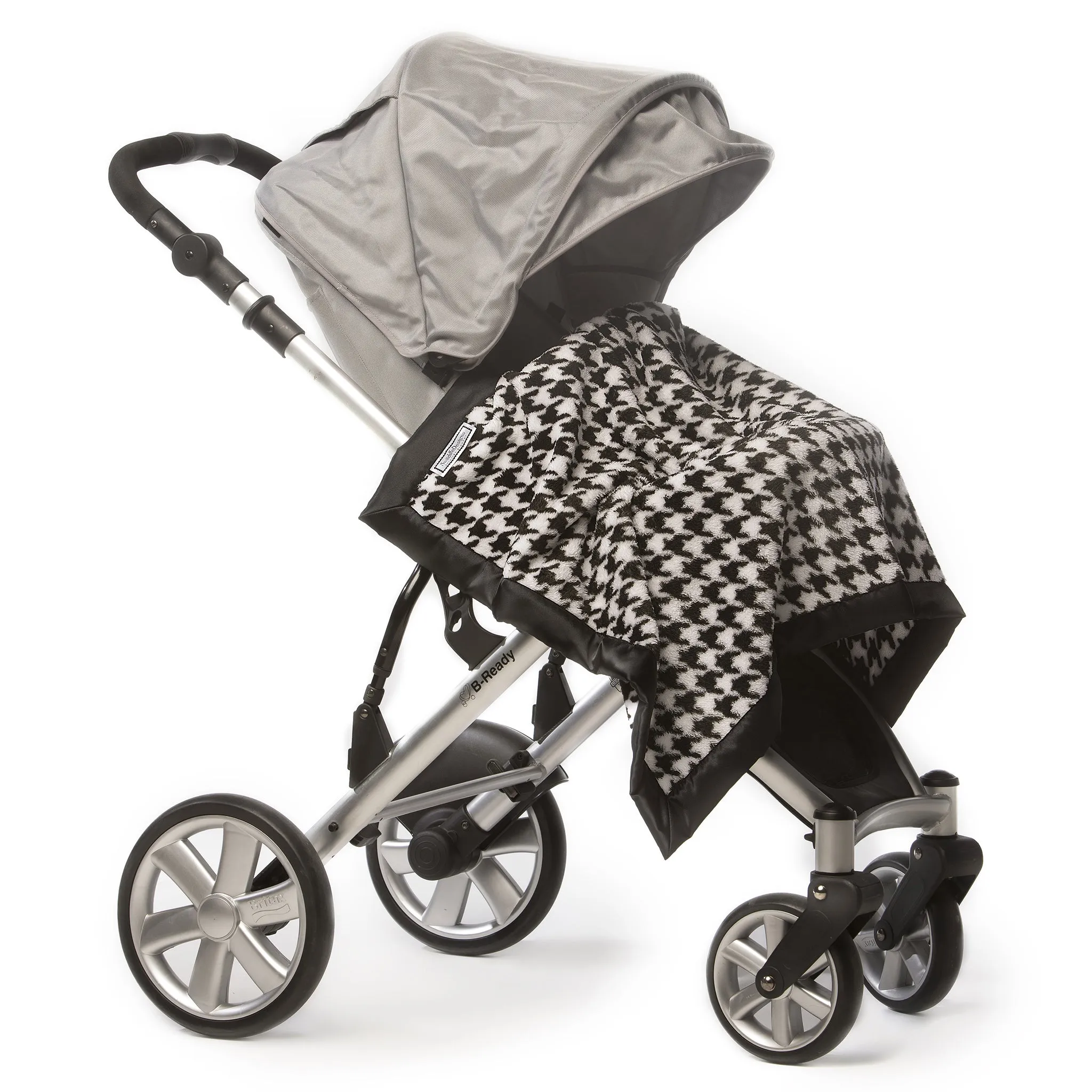 Stroller Blanket - Black Puppytooth, Black, Large, 30x40 inches