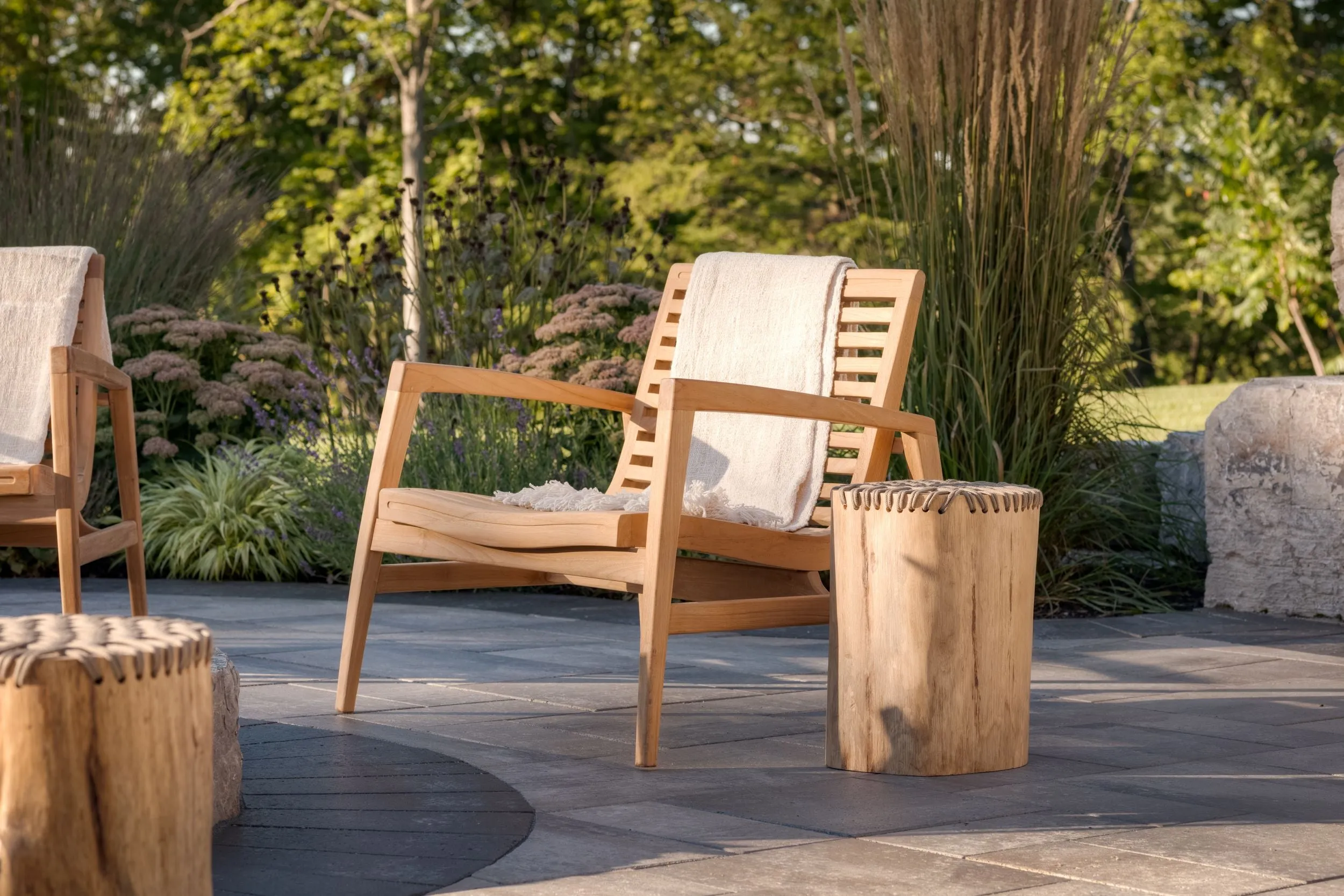 Teak Rope Stool - Taupe Rope