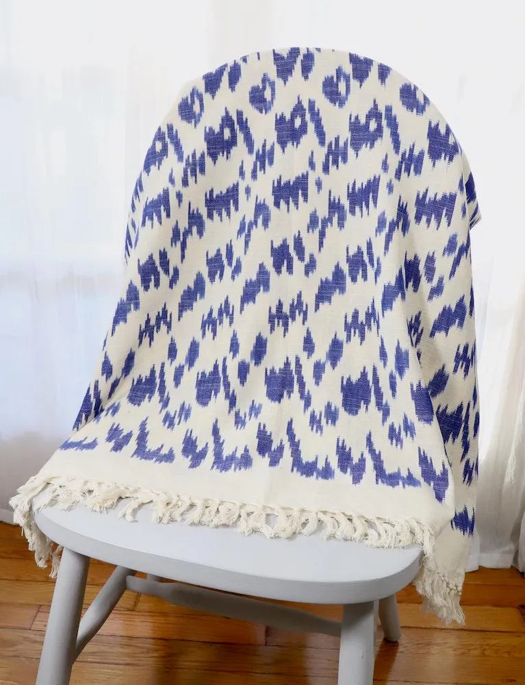 Throw Blanket in Blue Ikat