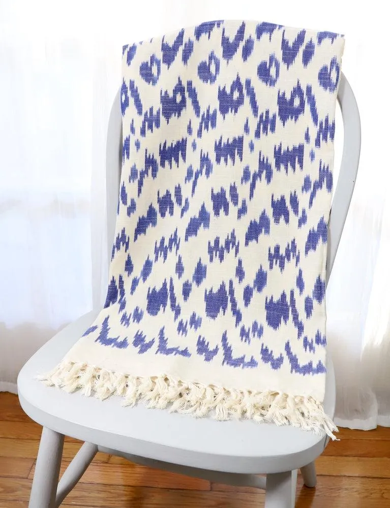 Throw Blanket in Blue Ikat