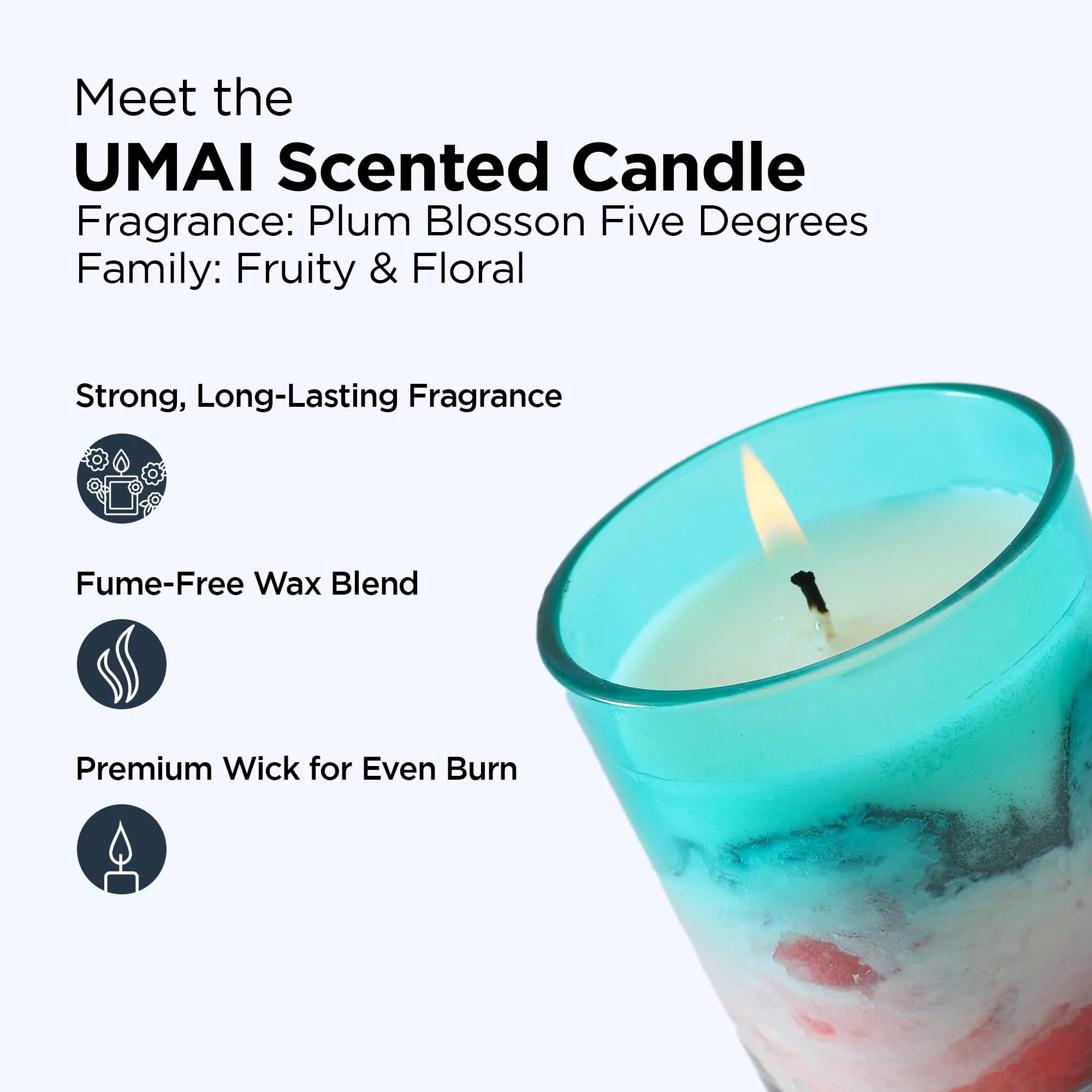 UMAI Melamine Jar Scented Candles for Gifting | 30 Hrs Burn Time| Aromatherapy Soy Wax Candles for Home Decor Fragrance | Aesthetic Candles for Home | Plum Blossom Aroma Scented Candles for Bedroom