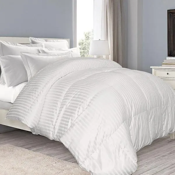 Warm and Fluffy 650 Fill Power Striped Down Comforter