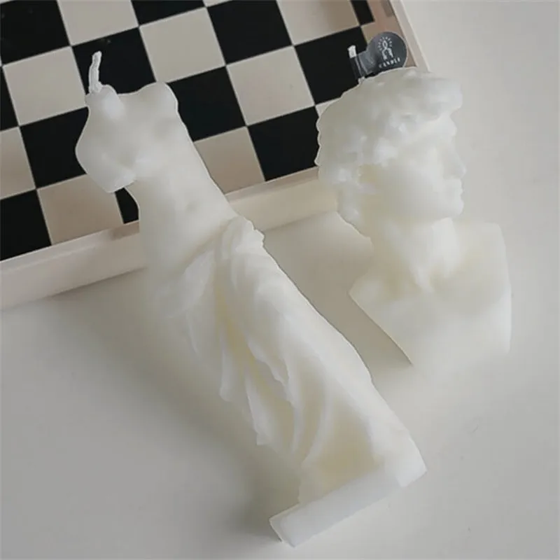 White David Bust Statue Scented Candle