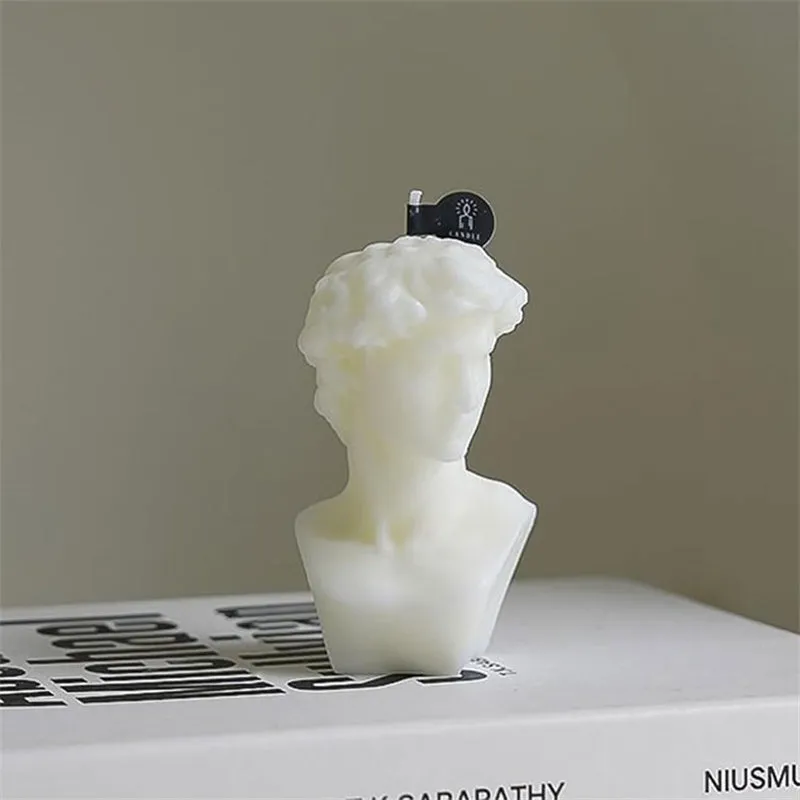 White David Bust Statue Scented Candle