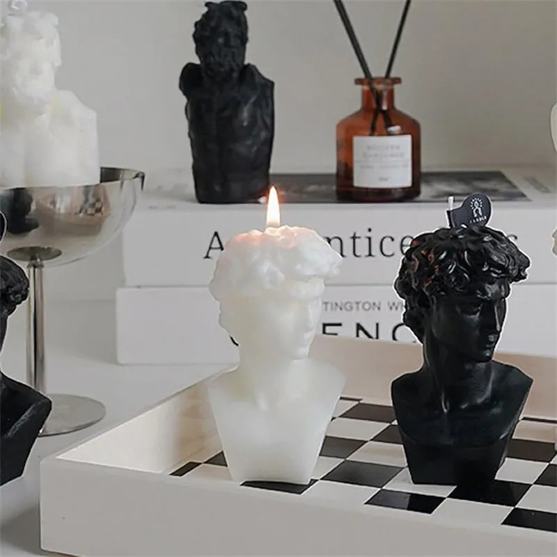 White David Bust Statue Scented Candle