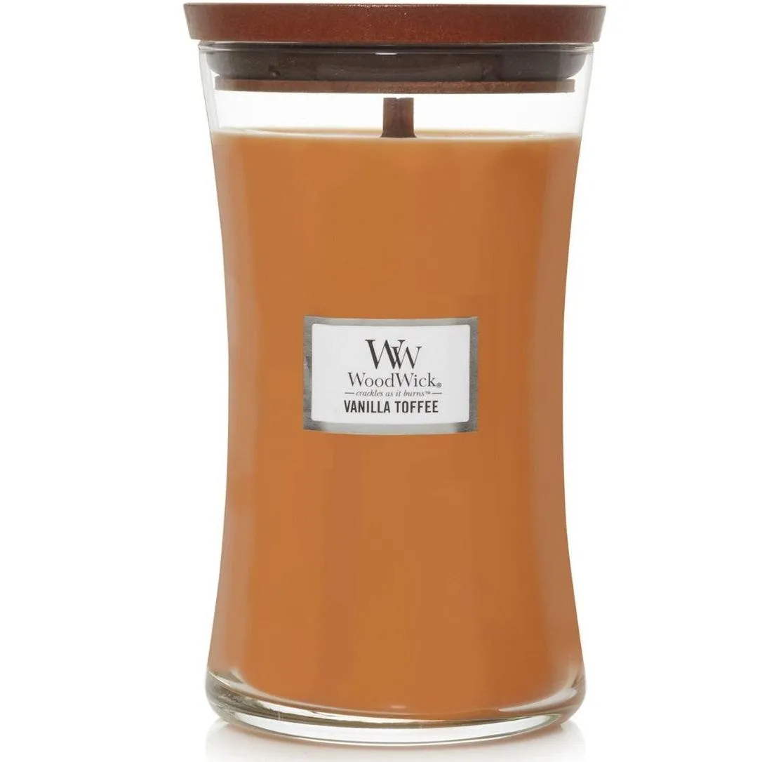 WoodWick Golden Vanilla Toffee Large Candle Crackles As It Burns 610G Hourglass