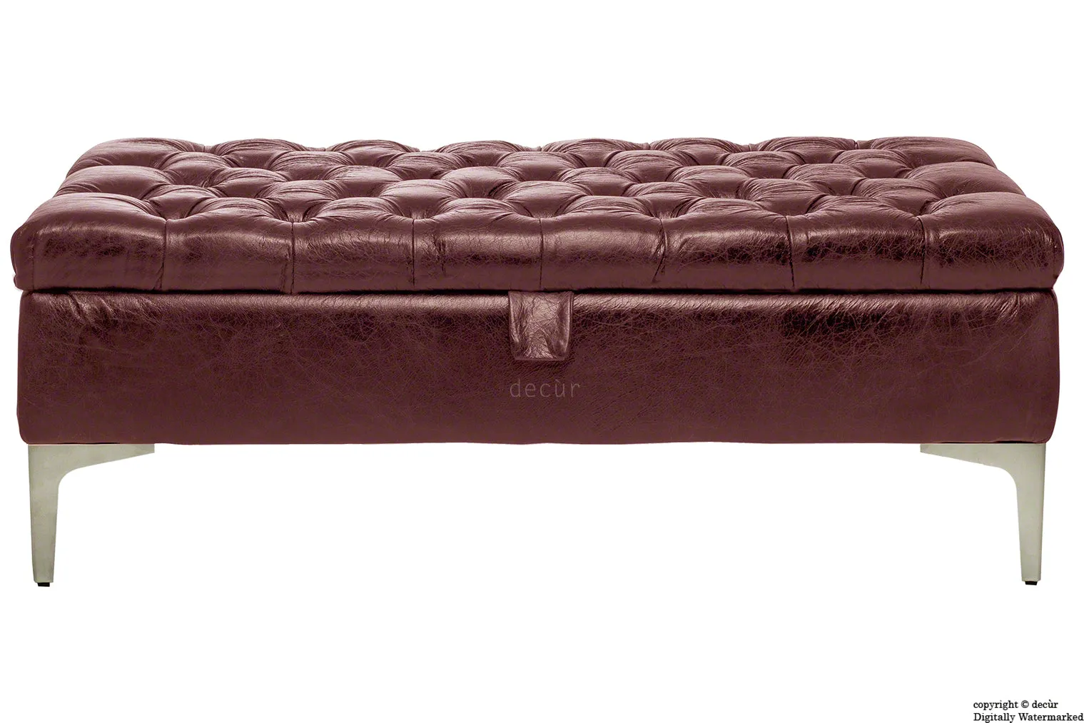 Wraith Leather Vintage Footstool - Bordeaux