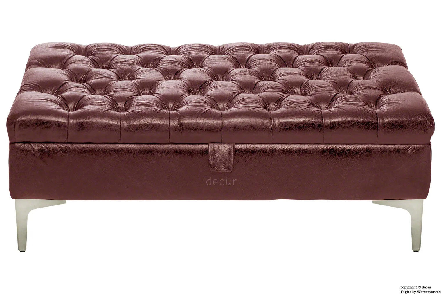 Wraith Leather Vintage Footstool - Bordeaux