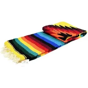 Yellow Aztec Diamond Mexican Blanket