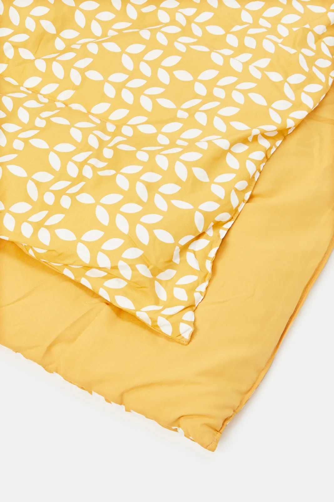 Yellow Leaves Printed Comforter 4 Piece Set (Double Size)